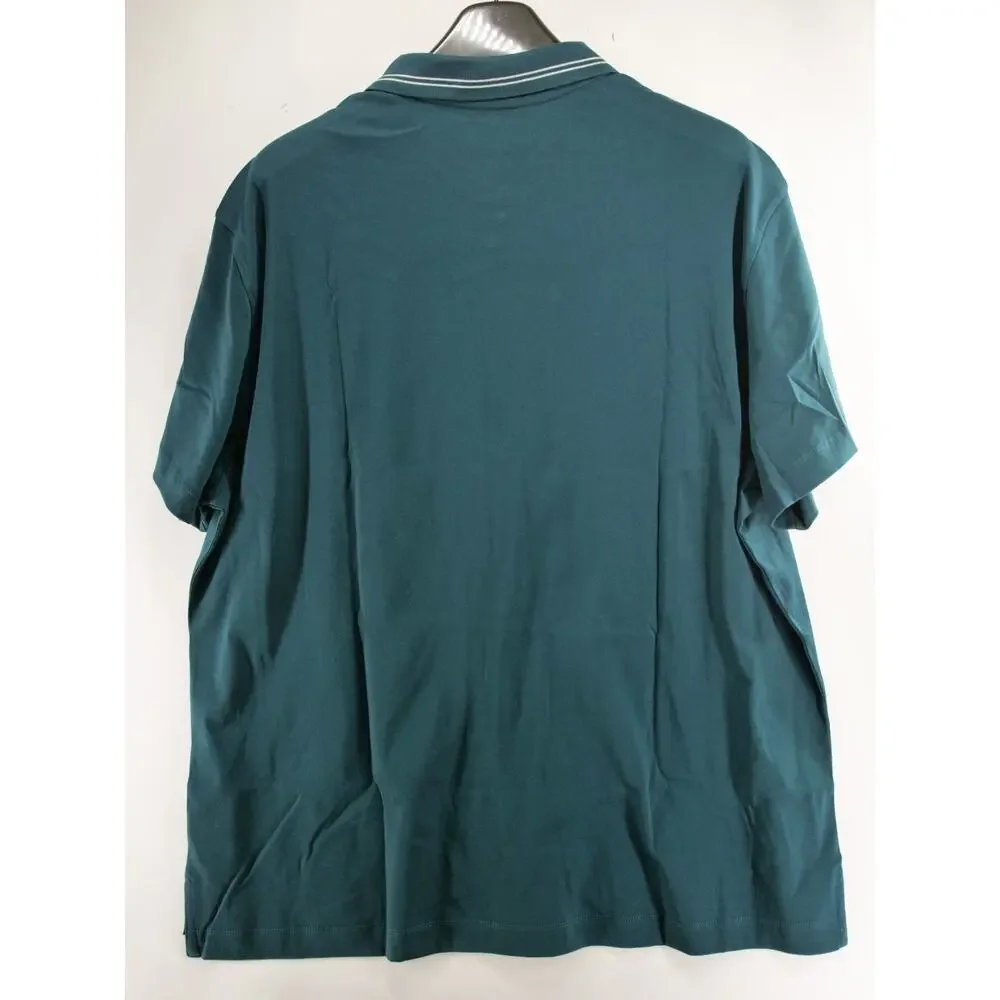 Banana Republic Luxe Touch SS Shirt Men XXL NWT Dark Teal Green Button Up